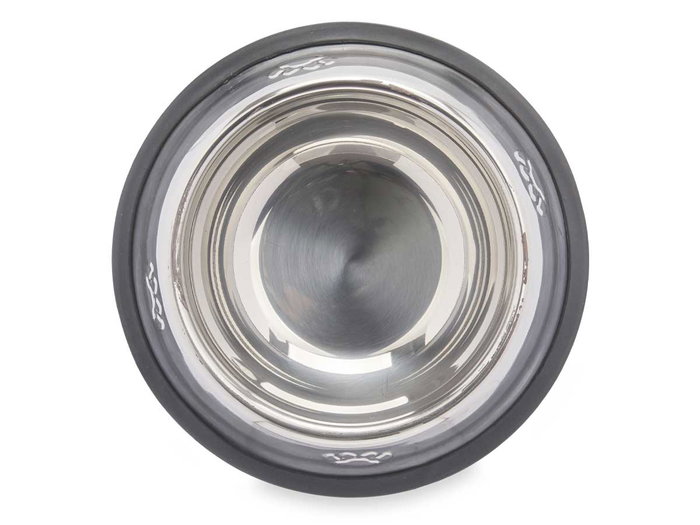 Mascow Comedero para Mascota Metálico con Huellas de Goma Negro 18 cm (200 ml) (Set de 24)