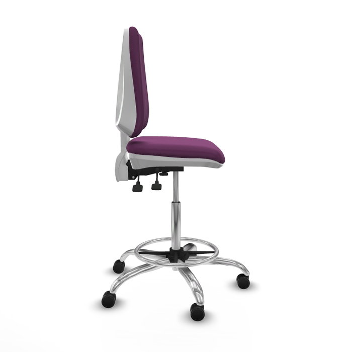 PIQUERAS Y CRESPO Taburete Elche blanco AS similpiel morado base cromada