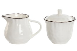 DKD Home Decor Set de Azucarero y Lechera Louvre Loving 24, Porcelana, 2 Piezas