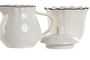DKD Home Decor Azucarero Cottage Louvre loving 24 Porcelana Blanco Marron Set de 2 8.4 x 8 x 12 cm