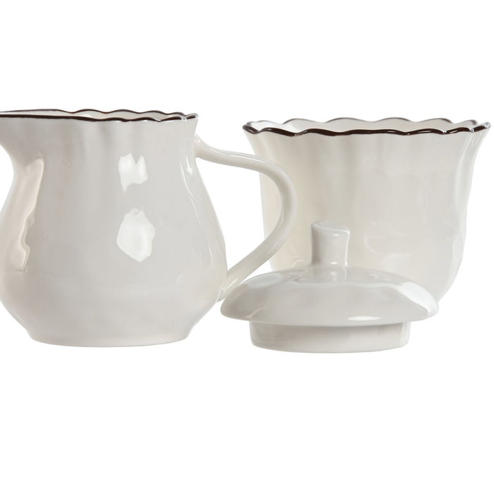 DKD Home Decor Set de Azucarero y Lechera Louvre Loving 24, Porcelana, 2 Piezas