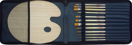 TALENS Estuche de 12 pinceles de mango largo y paleta de óleo Artcreation