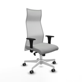 PIQUERAS Y CRESPO Sillón Albacete con Mecanismo Sincro, Similpiel Gris Claro y Malla Blanco