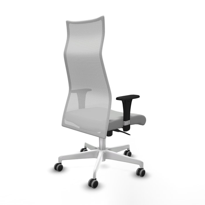 PIQUERAS Y CRESPO Sillón Albacete con Mecanismo Sincro, Similpiel Gris Claro y Malla Blanco