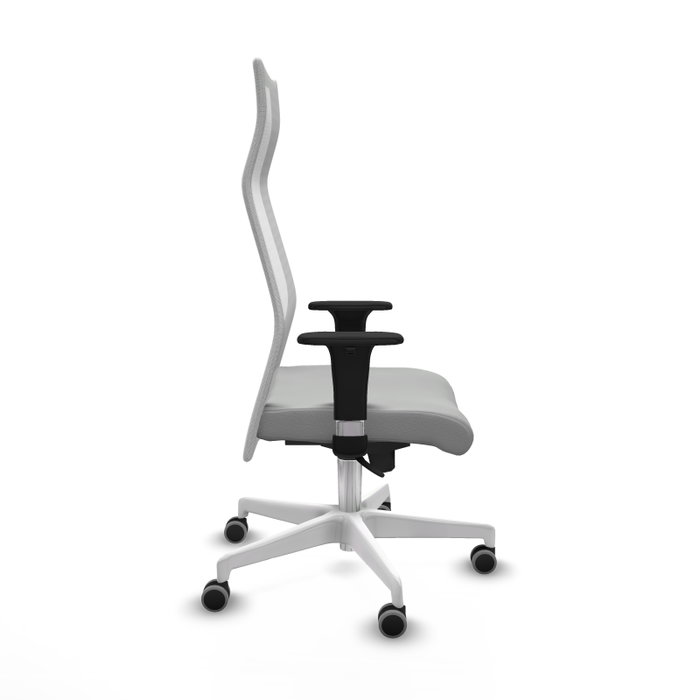 PIQUERAS Y CRESPO Sillón Albacete con Mecanismo Sincro, Similpiel Gris Claro y Malla Blanco