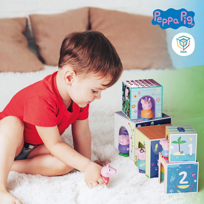 Deqube Peppa Pig Cubos Apilables Familia +18 meses 5 cubos de cartón educativos con personajes