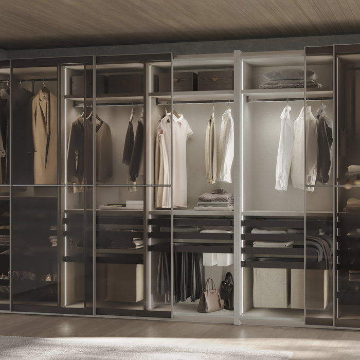 Emuca Lote de 2 barras para armario Luxe de longitud 1.15m con soportes, Aluminio y Plástico, Titanio