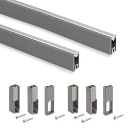 Emuca Lote de 2 barras para armario Luxe de longitud 1.15m con soportes, Aluminio y Plástico, Titanio