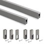 Emuca Lote de 2 barras para armario Luxe de longitud 1.15m con soportes, Aluminio y Plástico, Titanio