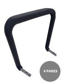 Kit de 4 juegos de brazos fijos para sillas modelo ISO de NOWY STYL. Fabricados en poliamida con refuerzo interior de hierro, aportan comodidad, estabilidad y gran resistencia. Incluye 4 juegos completos listos para instalar.