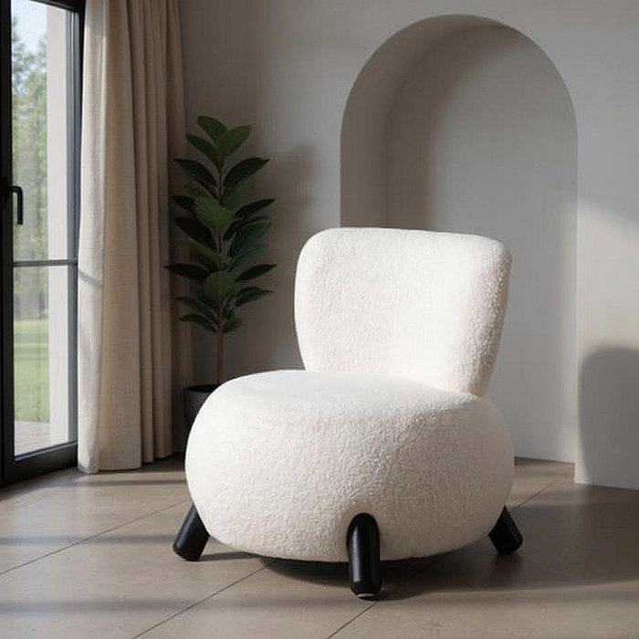 Sillón Blanco-Negro Tejido-Madera Salón 73 X 75 X 74,50 cm Sillón Blanco-Negro Tejido-Madera Salón 73 X 75 X 74,50 cm