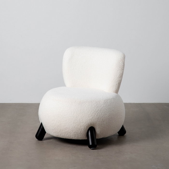 Sillón Blanco-Negro Tejido-Madera Salón 73 X 75 X 74,50 cm Sillón Blanco-Negro Tejido-Madera Salón 73 X 75 X 74,50 cm