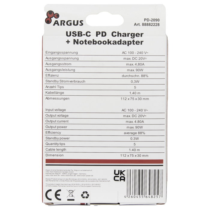 Inter-Tech Cargador USB-C 90W Negro PD-2090