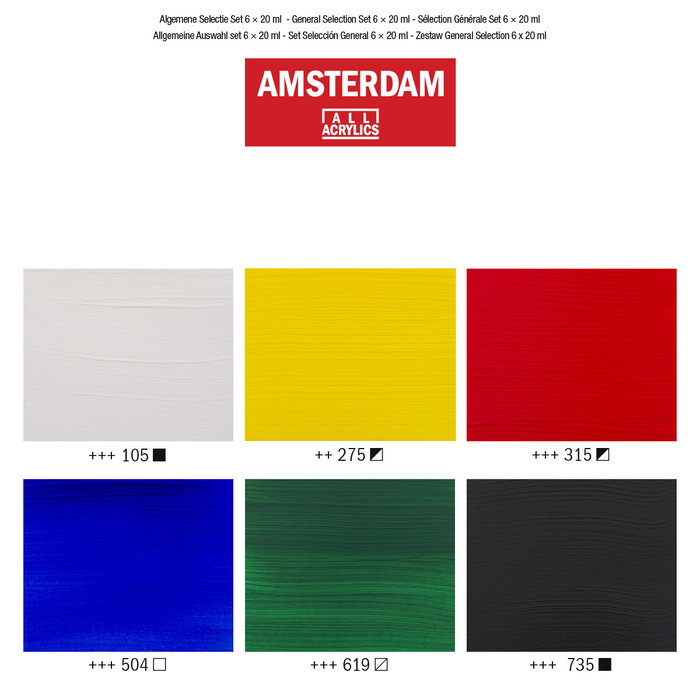 Talens Amsterdam Standard Series Set de Acrílicos Selección General 6 Tubos de 20ml