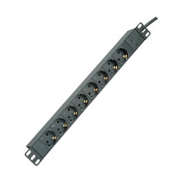 ROLINE Regleta de 8 tomas con conector C14 y cable de 2m, negro