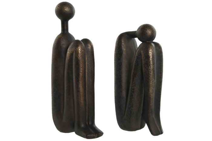 Sujetalibros Moderno DKD Home Decor Marron Oscuro Dorado 5.2 x 22.5 x 9 cm Set de 2