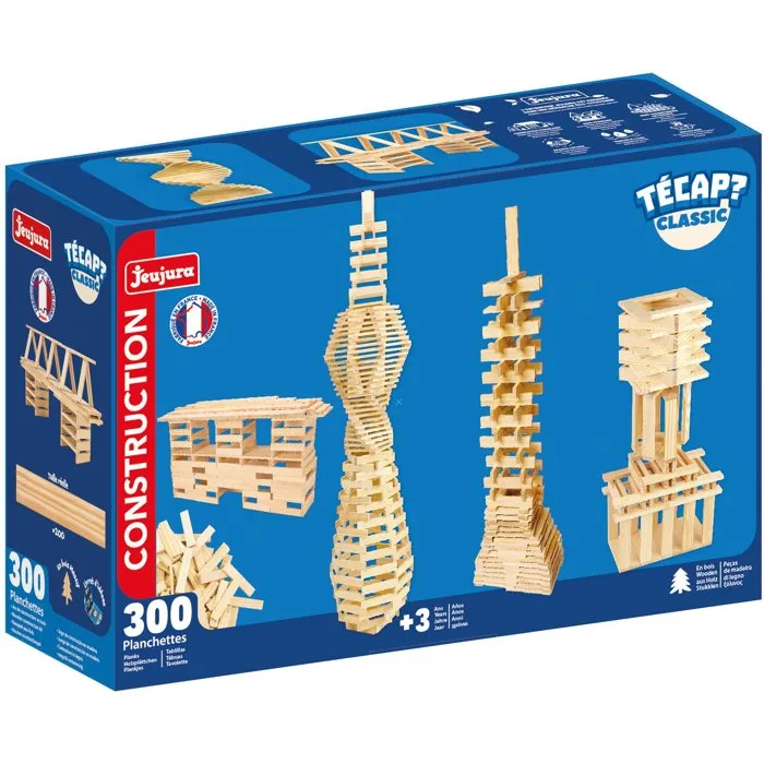 Jeujura Set de Construcción de Madera TECAP Classic con 300 Piezas, para Edad 3 Años o Más (JEU3225280830308)