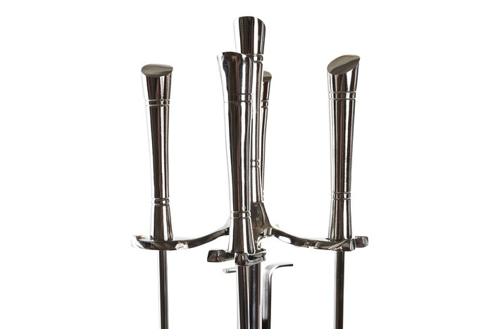 DKD Home Decor Chimenea Moderno Plateado Inox Aluminio Set de 4 Piezas 3 x 69 x 11 cm