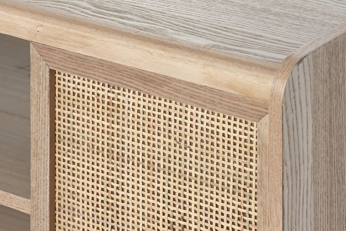 DKD Home Decor Balines Mueble TV Natural Ratán y Paulownia 120 x 35 x 54 cm