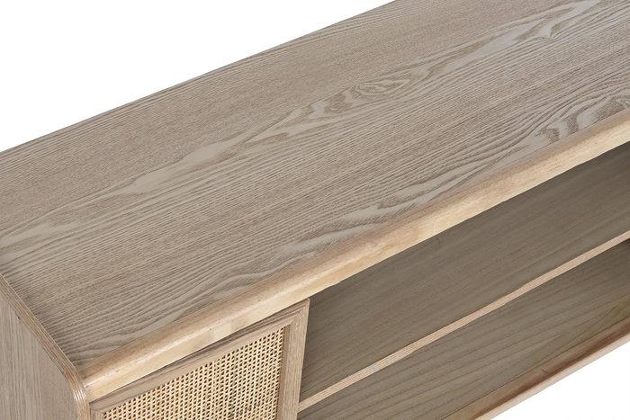 DKD Home Decor Balines Mueble TV Natural Ratán y Paulownia 120 x 35 x 54 cm