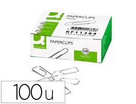 Q-connect Clips niquelados de 3 picos de 43 mm, caja de 100 unidades
