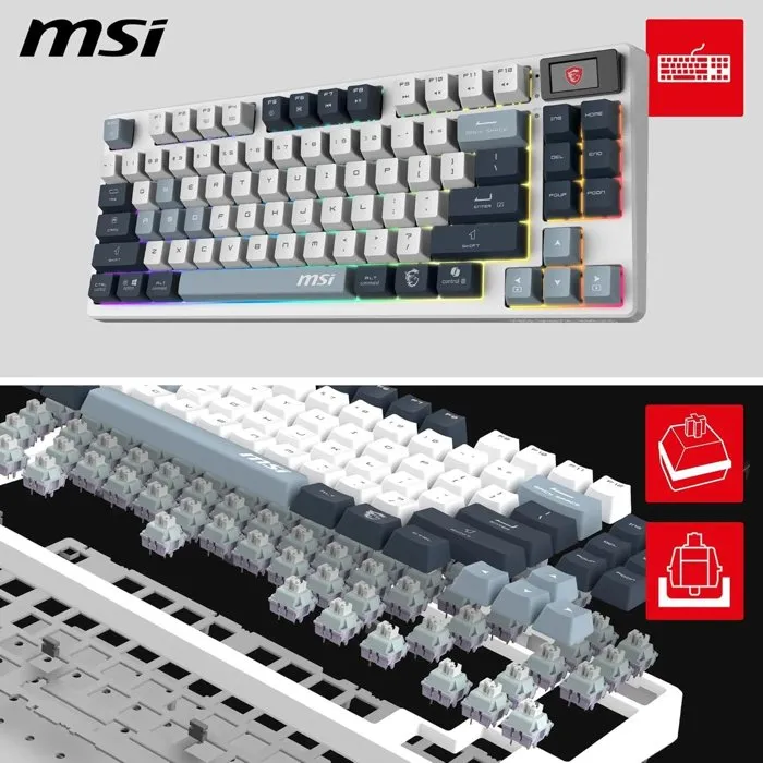 MSI Teclado inalámbrico para juegos FORGE GK600 TKL Wireless AAAQK42316 - Interruptores mecánicos lineales - RGB - Blanco MSI Teclado inalámbrico para juegos FORGE GK600 TKL Wireless AAAQK42316 - Interruptores mecánicos lineales - RGB - Blanco
