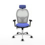 PIQUERAS Y CRESPO Silla de oficina Jorquera con mecanismo Sincro/Traslack Azul claro y Blanco