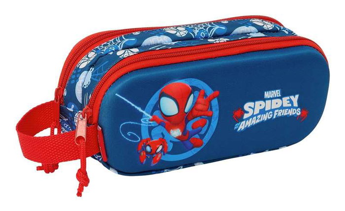 Safta Portatodo Doble 3D Spidey Oficial Estuche Escolar Infantil para Material de Papelería Niños +3 Años 21x8x6 cm