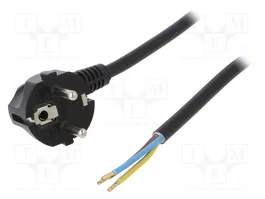 PLASTROL Cable de alimentación H03VV-F, OMY 3x1,5mm² 2m negro
