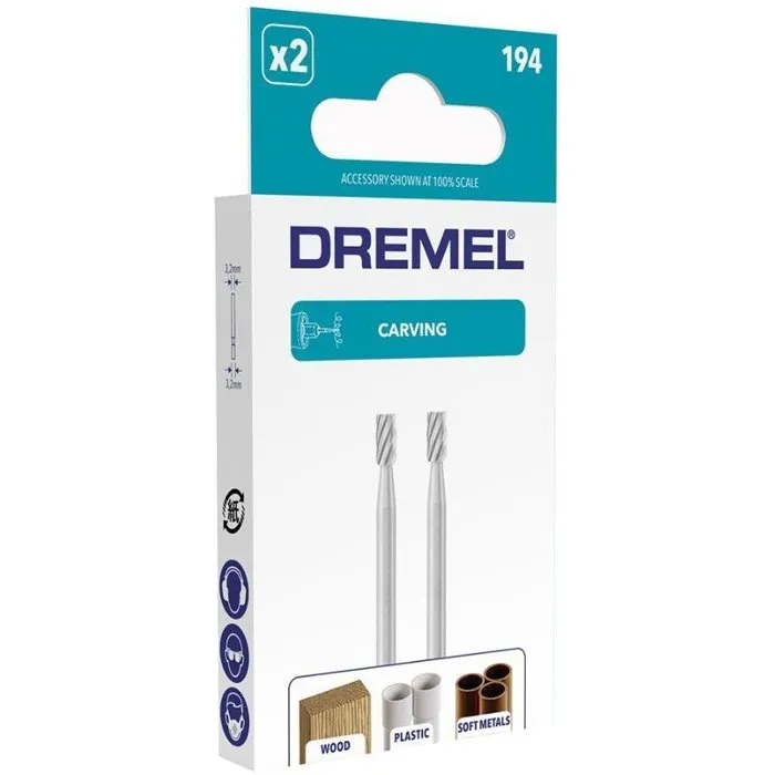 Dremel 194 Cortadores de Acero de Alta Velocidad Lote de 2, Diámetro de Trabajo 3.2mm para Metal Blando, Plástico y Madera Dremel 194 Cortadores de Acero de Alta Velocidad Lote de 2, Diámetro de Trabajo 3.2mm para Metal Blando, Plástico y Madera