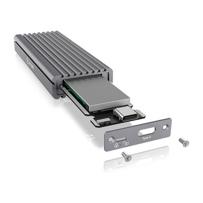 ICY BOX IB-1817M-C31 Caja Externa USB-C 3.1 Gen 2 para SSD M.2 NVMe PCIe 3.0 Aluminio Gris 10 Gbit/s Plug and Play Mac Windows