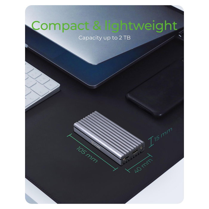 ICY BOX IB-1817M-C31 Caja Externa USB-C 3.1 Gen 2 para SSD M.2 NVMe PCIe 3.0 Aluminio Gris 10 Gbit/s Plug and Play Mac Windows