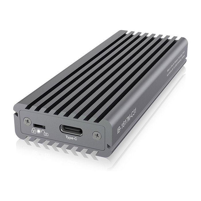 ICY BOX IB-1817M-C31 Caja Externa USB-C 3.1 Gen 2 para SSD M.2 NVMe PCIe 3.0 Aluminio Gris 10 Gbit/s Plug and Play Mac Windows