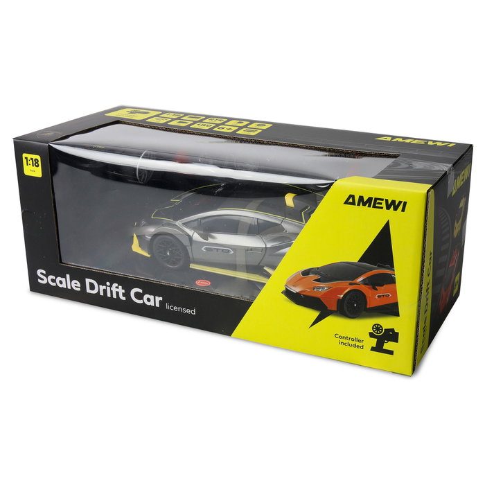 AMEWI RC Drift Lizenz Lamborghini Huracan STO Coche de Carreras 1:18 Antracita