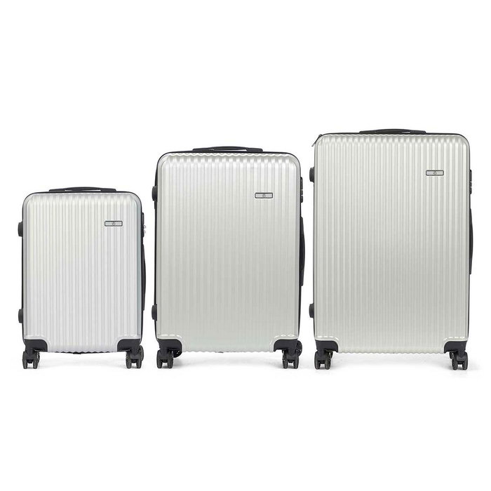 ARTE REGAL Set de 3 maletas Liston ABS Gris Claro ARTE REGAL Set de 3 maletas Liston ABS Gris Claro