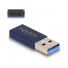 DeLOCK Adaptador USB 10 Gbps USB Tipo-A macho a USB Type-C™ hembra Azul