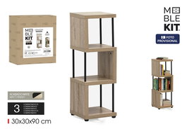 Inde Estantería 3 Cubos de Madera y Metal - Mueble Modular con Estructura 90 x 30 x 30 cm (2 Unidades)