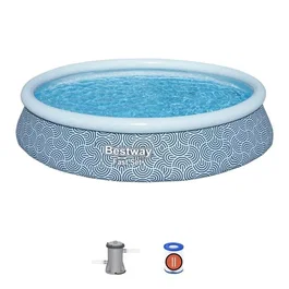 Bestway 6941607364468 Kit Piscina Hinchable Fast Set Redonda 396 x 84 cm con Filtro de Cartucho y 1 Cartucho