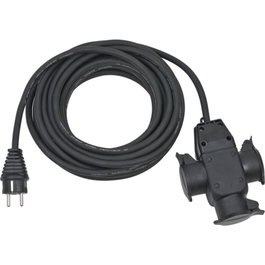 Brennenstuhl Cable de extensión de 10m con acoplamiento de goma de 3 vías IP44