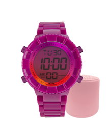 WATXANDCO RELOJ1_L con correa lila y caja transparente