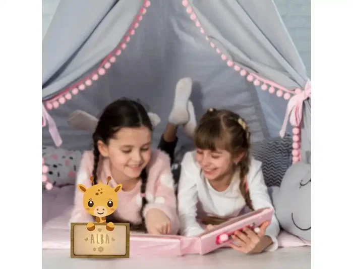 Wondee Lámpara Infantil Personalizable Jirafa Little Giraffe de Madera Sostenible, Luz Nocturna Quitamiedos Bebé