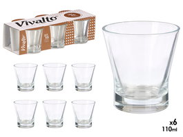 Vivalto Set 6 Vasos Cortado 110 ml Transparente Vidrio 25x7x12.5 cm (Set de 12)
