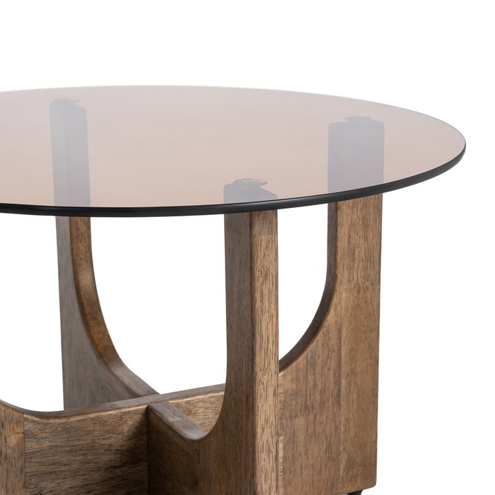 Mesa Centro Marrón Madera-Cristal 60 X 60 X 41 cm