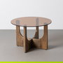 Mesa Centro Marrón Madera-Cristal 60 X 60 X 41 cm