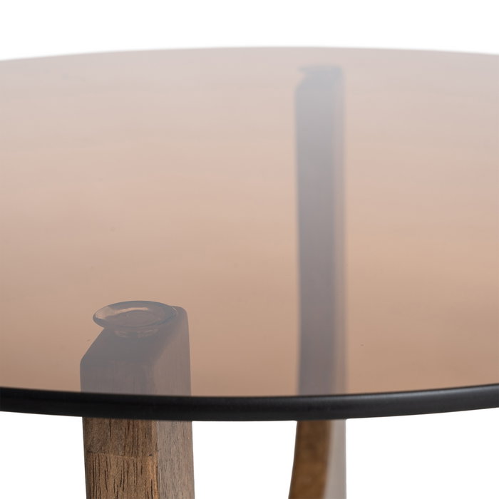 Mesa Centro Marrón Madera-Cristal 60 X 60 X 41 cm