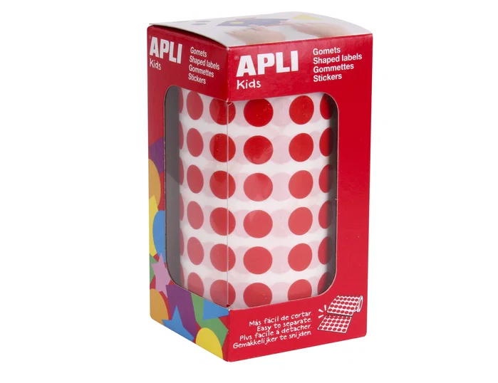 Apli Gomets Redondos 10,5 mm Rojo - Rollo de 5192 unidades