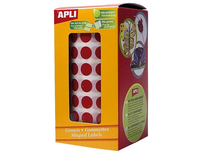 Apli Gomets Redondos 10,5 mm Rojo - Rollo de 5192 unidades