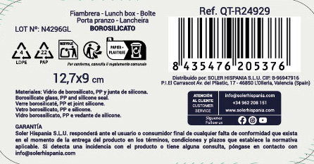 Quttin Recipiente Rectangular Hermético sin Válvula 180 cc (12 Unidades)