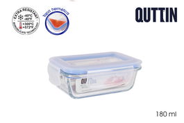Quttin Recipiente Rectangular Hermético sin Válvula 12.7 x 9 cm 180 cc (12 Unidades)