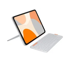 Logitech AABTN35428 Funda Flip Folio con Teclado para iPad Air 11 Pulgadas (Generacion 5 2024, M2, M3, M4, M5) Gris Palido